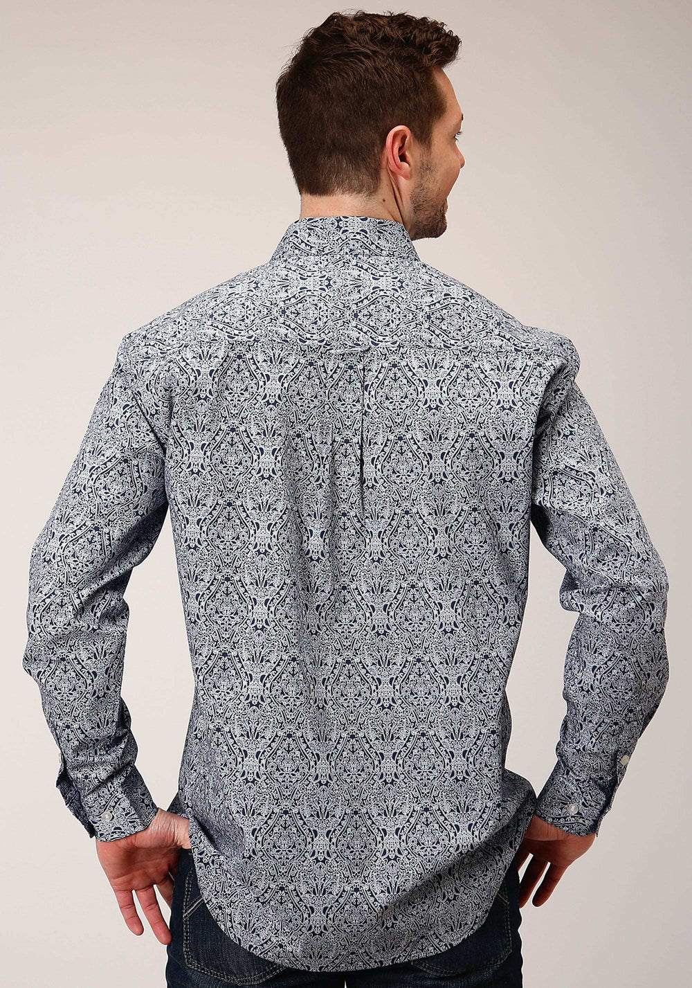 Roper Mens Long Sleeve Button Crystal Medallion Western Shirt - Roper - Flyclothing LLC