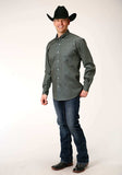 Roper Mens Long Sleeve Button Honeycomb Foulard Western Shirt - Roper - Flyclothing LLC