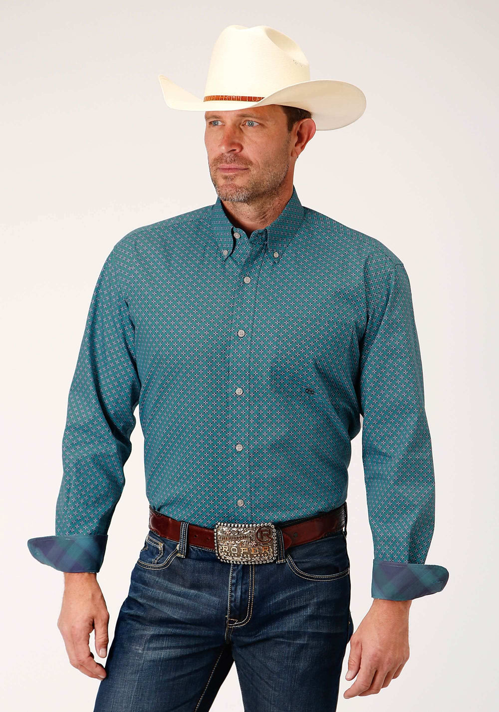 Roper Mens Long Sleeve Button Circuit Foulard Western Shirt - Roper - Flyclothing LLC