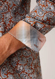 Roper Mens Long Sleeve Button Copper Spring Paisley Western Shirt - Roper - Flyclothing LLC