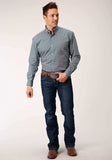 Roper Mens Long Sleeve Button Blue Geo Western Shirt - Roper - Flyclothing LLC