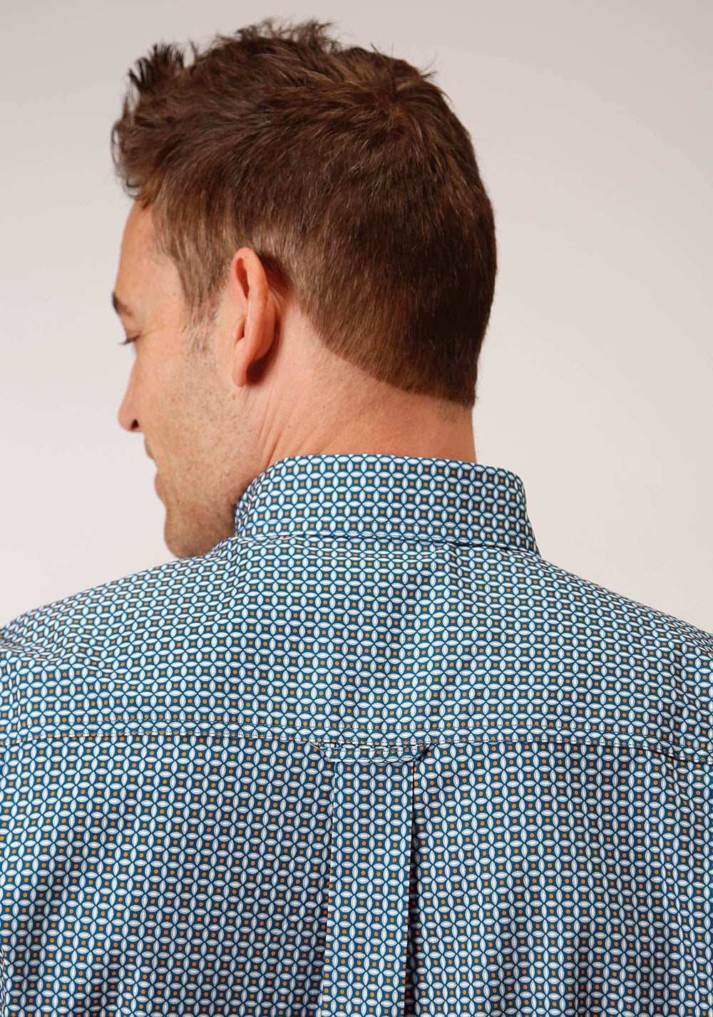 Roper Mens Long Sleeve Button Blue Geo Western Shirt - Roper - Flyclothing LLC