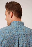 Roper Mens Long Sleeve Button Blue Geo Western Shirt - Roper - Flyclothing LLC