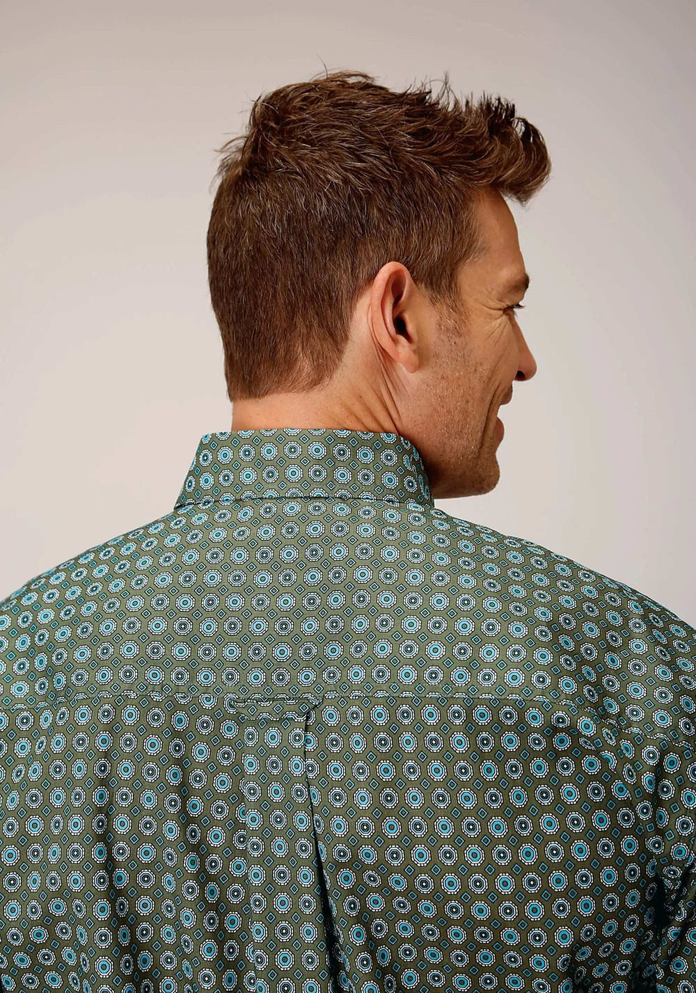 Roper Mens Long Sleeve Button Olive Foulard Western Shirt - Roper - Flyclothing LLC