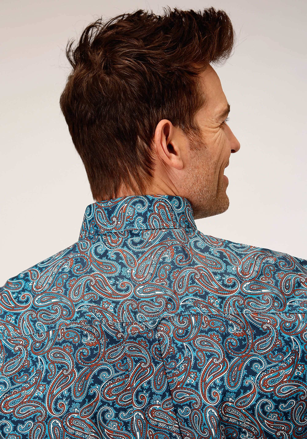 Roper Mens Long Sleeve Button Blue Canyon Paisley Western Shirt - Roper - Flyclothing LLC