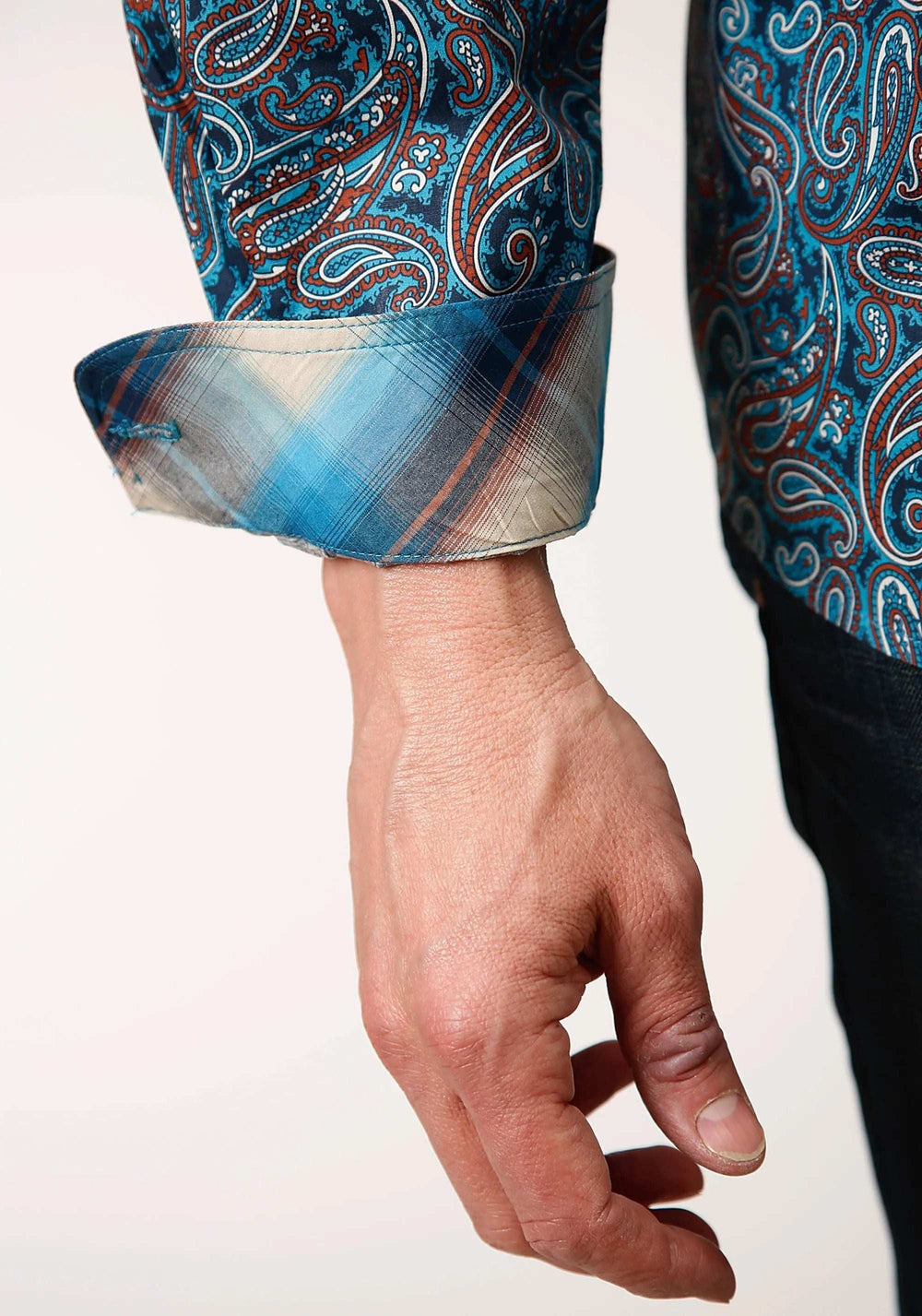 Roper Mens Long Sleeve Button Blue Canyon Paisley Western Shirt - Roper - Flyclothing LLC