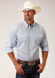 Roper Mens Blue Solid Long Sleeve Western Button Shirt - Roper - Flyclothing LLC
