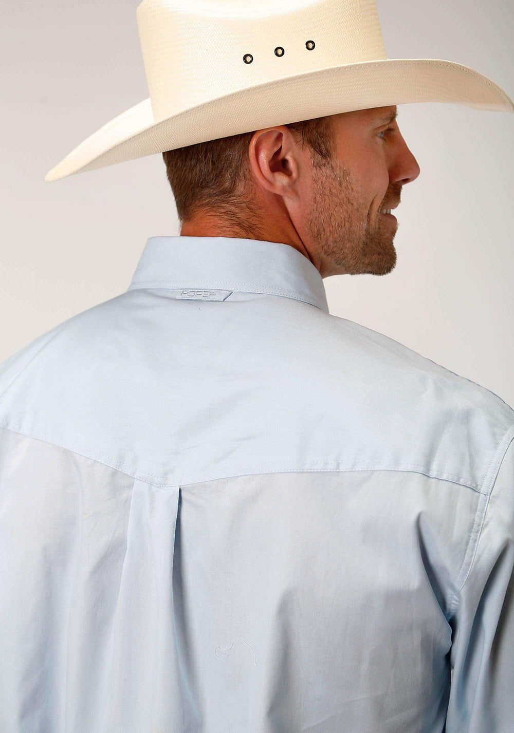 Roper Mens Blue Solid Long Sleeve Western Button Shirt - Roper - Flyclothing LLC