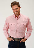 Roper Mens Pink Solid Long Sleeve Western Button Shirt - Roper - Flyclothing LLC