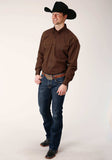 Roper Mens Long Sleeve Button Black Fill Brown Western Shirt - Roper - Flyclothing LLC