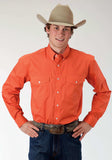 Roper Mens Orange Solid Long Sleeve Western Button Shirt - Roper - Flyclothing LLC