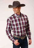 Roper Mens Long Sleeve Button Wine Plaid Western Shirt - Roper - Flyclothing LLC