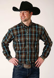 Roper Mens Long Sleeve Button Dark Chocolate Plaid Western Shirt - Roper - Flyclothing LLC