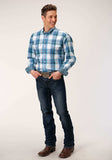 Roper Mens Long Sleeve Button Clear Sky Plaid Western Shirt - Roper - Flyclothing LLC