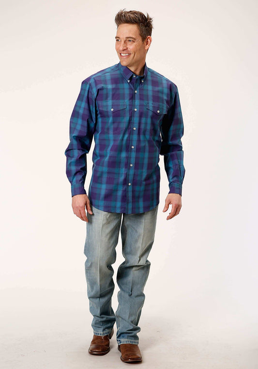 Roper Mens Long Sleeve Button Shadow Ombre Western Shirt - Roper - Flyclothing LLC