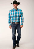 Roper Mens Long Sleeve Button Deep Pool Ombre Western Shirt - Roper - Flyclothing LLC