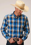 Roper Mens Long Sleeve Button Clear Sky Plaid Western Shirt - Roper - Flyclothing LLC