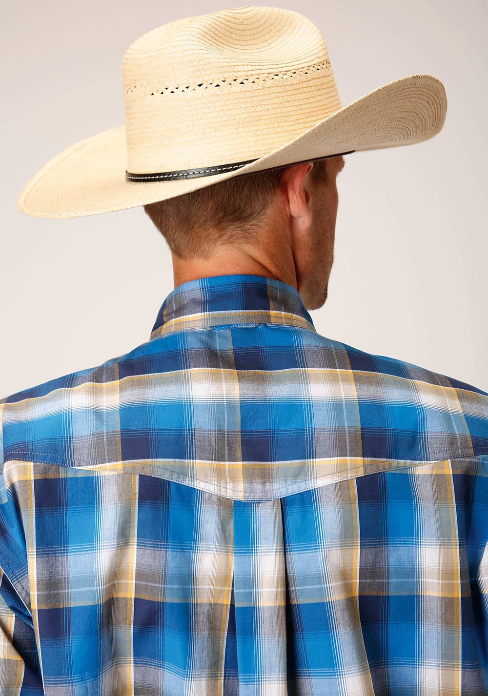 Roper Mens Long Sleeve Button Clear Sky Plaid Western Shirt - Roper - Flyclothing LLC