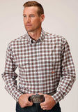 Roper Mens Long Sleeve Button New Stretch Check Grey Western Shirt - Roper - Flyclothing LLC
