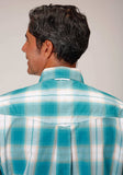 Roper Mens Long Sleeve Button Turquoise Sand Ombre Plaid Western Shirt - Roper - Flyclothing LLC
