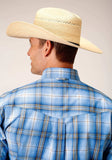 Roper Mens Long Sleeve Button Cornflower Plaid Western Shirt - Roper - Flyclothing LLC