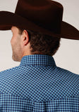 Roper Mens Long Sleeve Button Blue Oxford Check Western Shirt - Roper - Flyclothing LLC