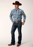 Roper Mens Long Sleeve Button Blueberry Plaid Western Shirt - Roper - Flyclothing LLC