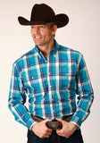 Roper Mens Long Sleeve Button Blue Moon Plaid Western Shirt - Roper - Flyclothing LLC