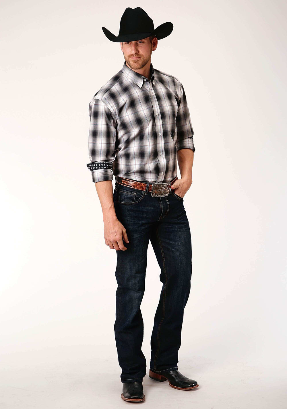 Roper Mens Long Sleeve Button Black Hills Plaid Western Shirt - Roper - Flyclothing LLC