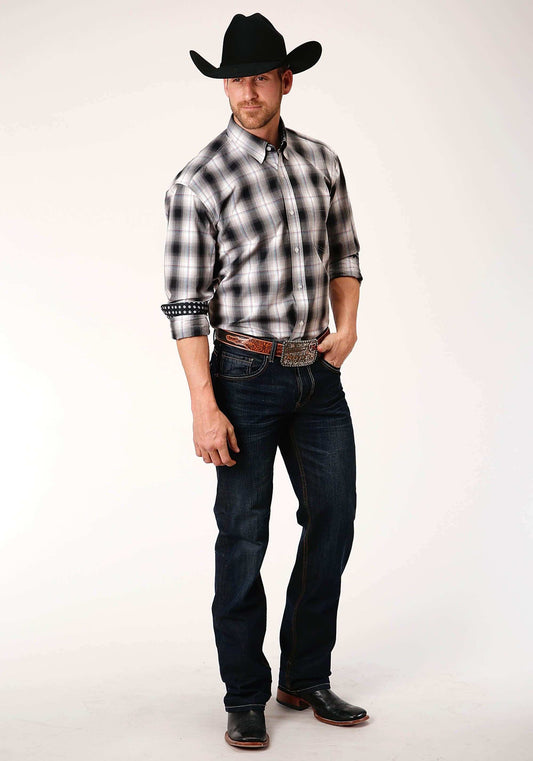 Roper Mens Long Sleeve Button Black Hills Plaid Western Shirt - Roper - Flyclothing LLC