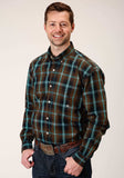 Roper Mens Long Sleeve Button Dark Chocolate Plaid Western Shirt - Roper - Flyclothing LLC