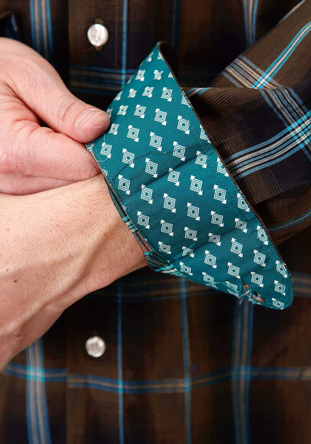 Roper Mens Long Sleeve Button Dark Chocolate Plaid Western Shirt - Roper - Flyclothing LLC