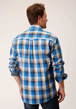 Roper Mens Long Sleeve Button Clear Sky Plaid Western Shirt - Roper - Flyclothing LLC