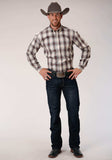 Roper Mens Gray White And Red Plaid Long Sleeve Button Western Shirt - Roper - Flyclothing LLC