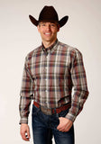 Roper Mens Long Sleeve Button Redwood Plaid Western Shirt - Roper - Flyclothing LLC