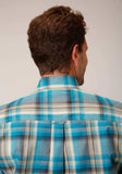 Roper Mens Long Sleeve Button Sandy Turquoise Plaid Western Shirt - Roper - Flyclothing LLC
