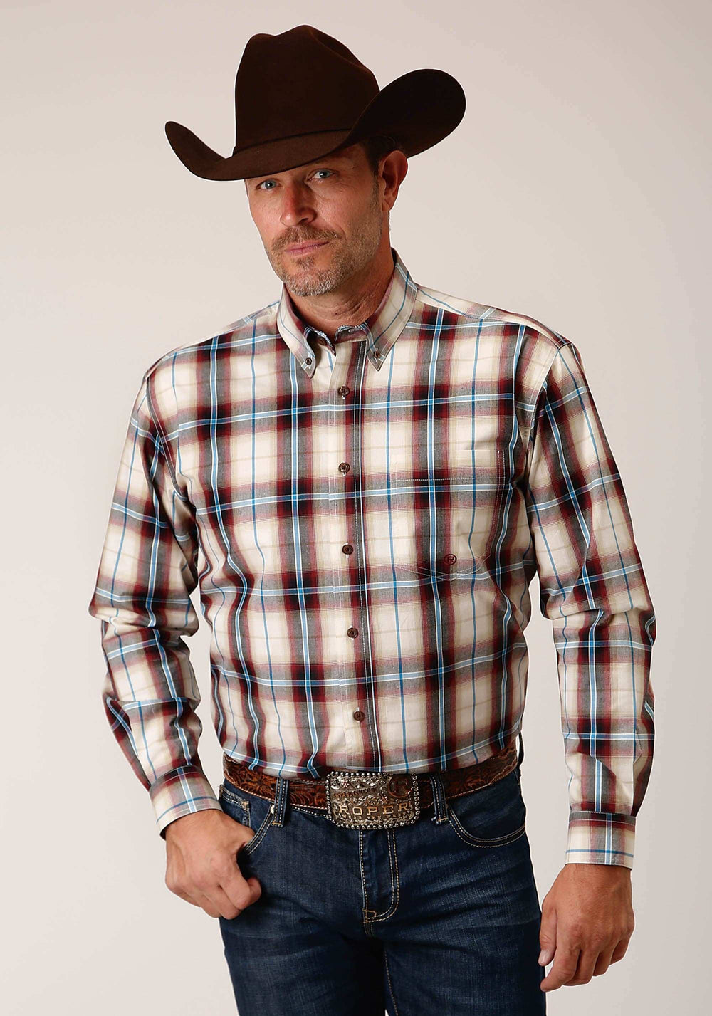 Roper Mens Long Sleeve Button Red Canyon Plaid Western Shirt - Roper - Flyclothing LLC