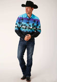 Roper Mens Long Sleeve Snap Beach Roundup Border Western Shirt - Roper - Flyclothing LLC
