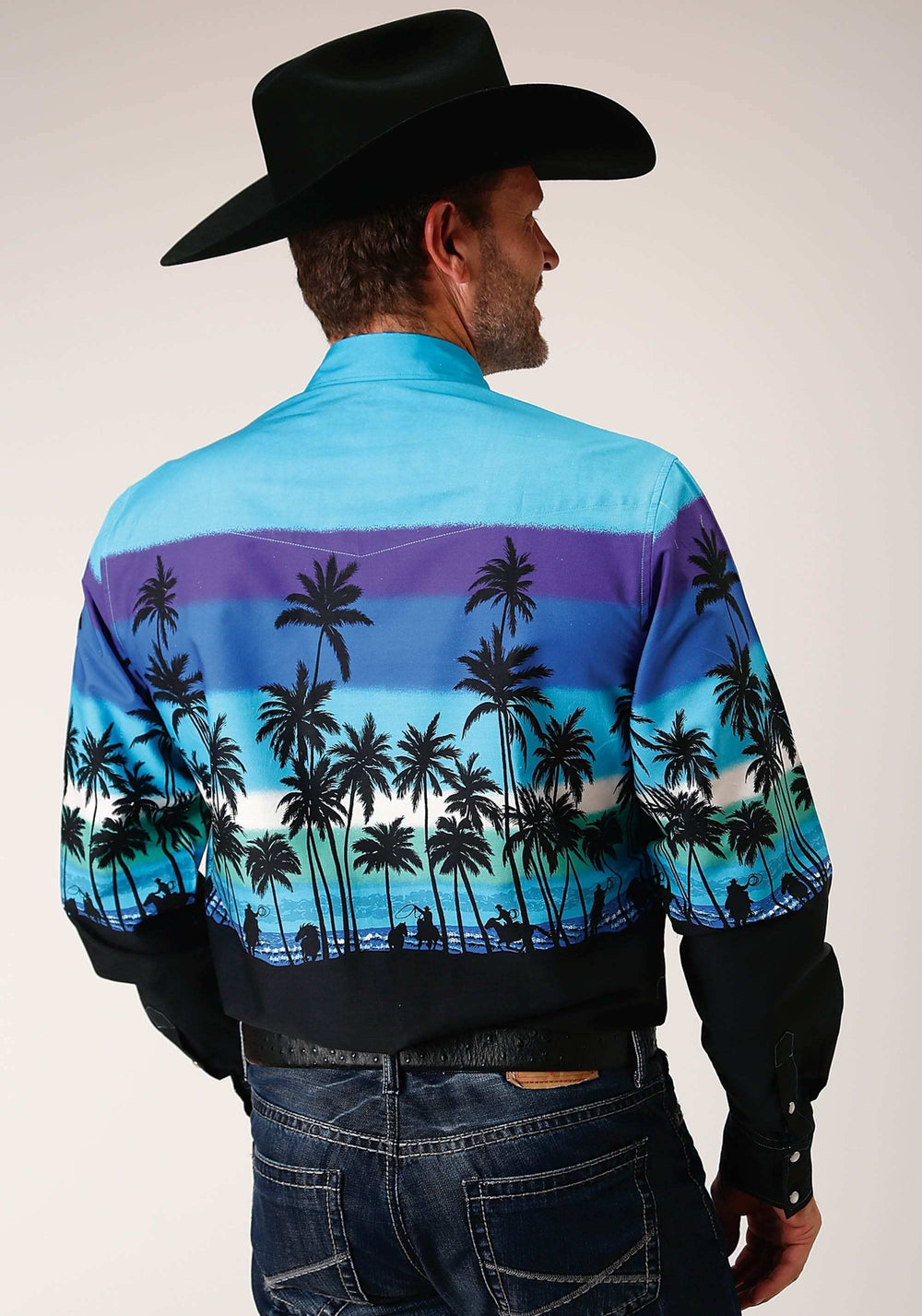 Roper Mens Long Sleeve Snap Beach Roundup Border Western Shirt - Roper - Flyclothing LLC