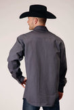 Roper Mens Long Sleeve Snap Brush Twill Charcoal Western Shirt - Roper - Flyclothing LLC