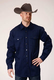 Roper Mens Long Sleeve Snap Brush Twill Navy Western Shirt - Roper - Flyclothing LLC