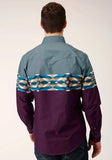Roper Mens Long Sleeve Snap Tile Aztec Border Print Western Shirt - Roper - Flyclothing LLC