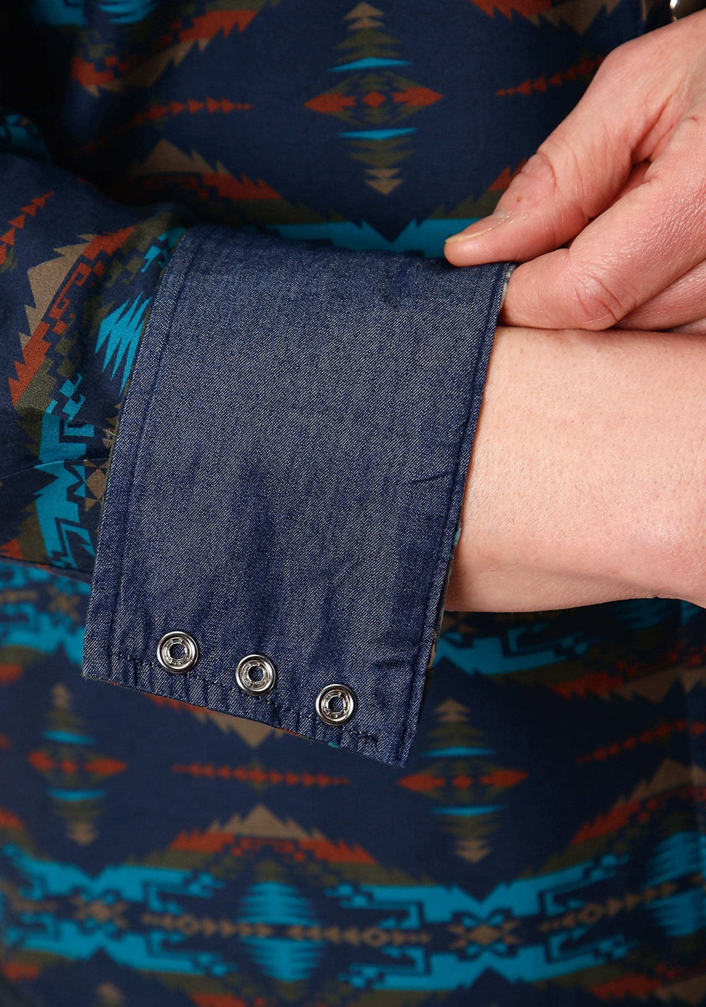 Roper Mens Long Sleeve Snap Turquoise Blanket Horizontal Print Western Shirt - Roper - Flyclothing LLC