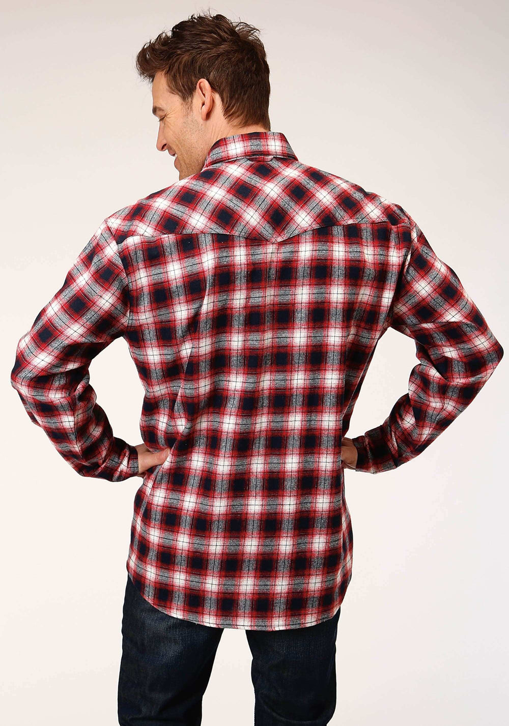 Roper Mens Long Sleeve Snap Unlined Flannel Plaid Shirt Western Shirt - Roper - Flyclothing LLC