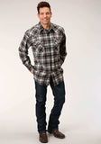 Roper Mens Long Sleeve Snap Unlined Flannel Plaid Shirt Western Shirt - Roper - Flyclothing LLC