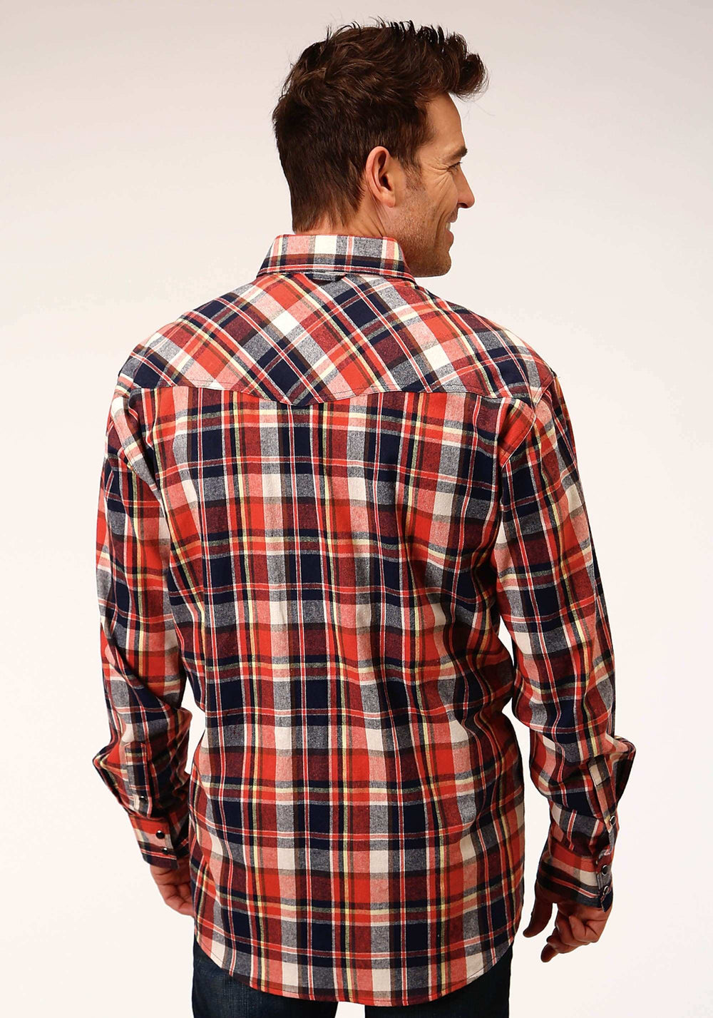 Roper Mens Long Sleeve Snap Unlined Flannel Plaid Shirt Western Shirt - Roper - Flyclothing LLC