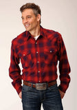 Roper Mens Long Sleeve Snap Unlined Flannel Plaid Shirt Western Shirt - Roper - Flyclothing LLC