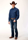 Roper Mens Long Sleeve Snap Dark Blue Denim Western Shirt - Roper - Flyclothing LLC