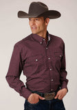 Roper Mens Long Sleeve Button Wine Star Geo Western Shirt Tall Fit - Roper - Flyclothing LLC