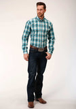 Roper Mens Long Sleeve Button Teal Ombre Western Shirt Tall Fit - Roper - Flyclothing LLC